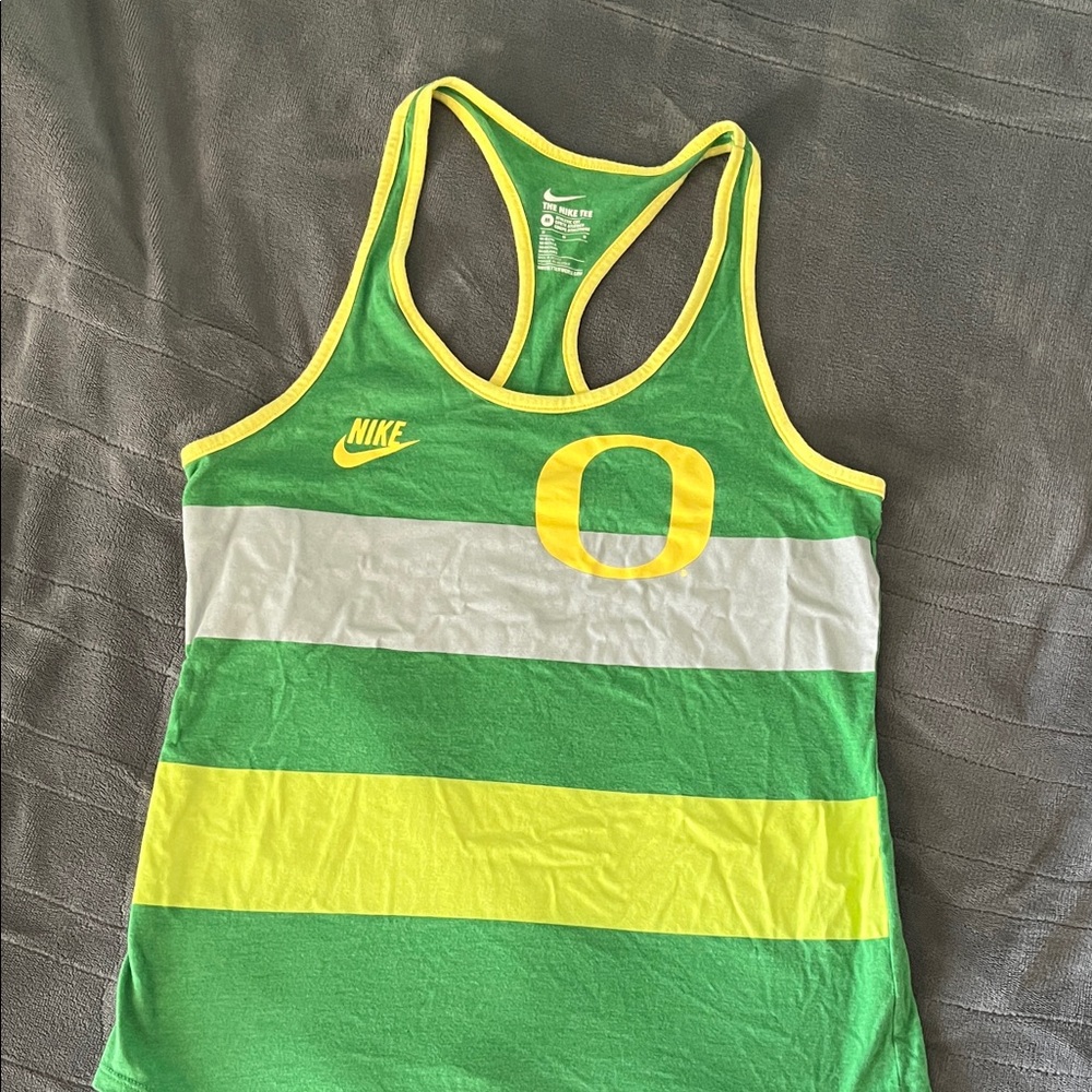 Nike Green and Yellow Striped Racerback Tank